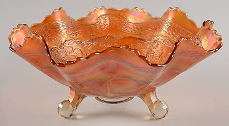 Two Flowers Marigold Carnival 9" Round 3-Toed Crimped Bowl
