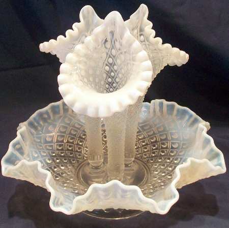 Diamond Lace French Opalescent (4 Piece) Small Epergnette Set