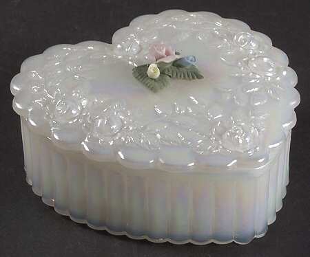 Pearly Sentiments Small Heart Box & Lid by Fenton