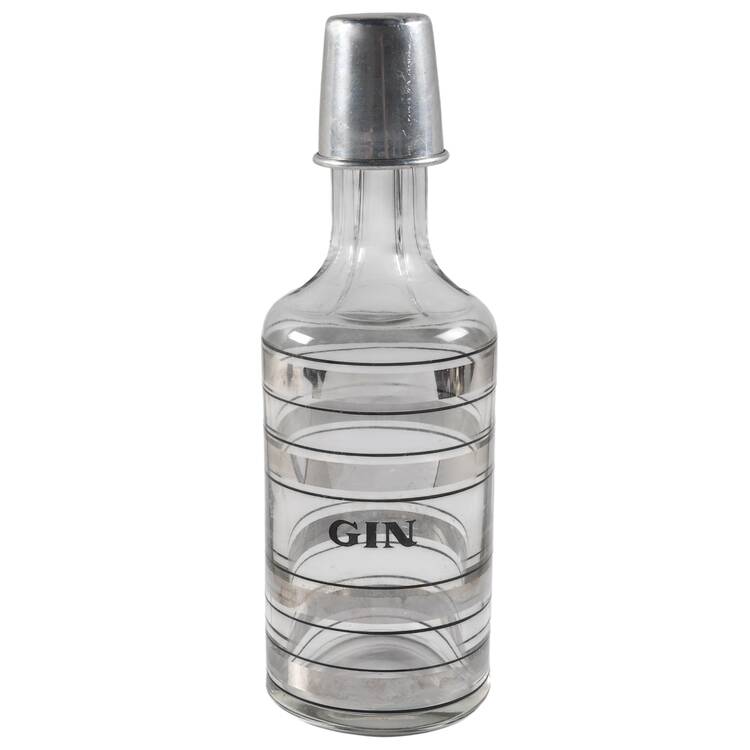 Radio Bar (Platinum Bands) Gin Decanter & Stopper by Federal Glass 