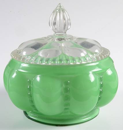 Green Overlay Powder Jar & Lid