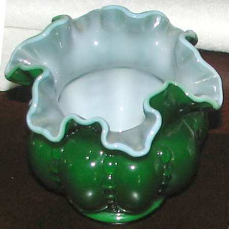 Green Overlay 4" Double Crimped Vase