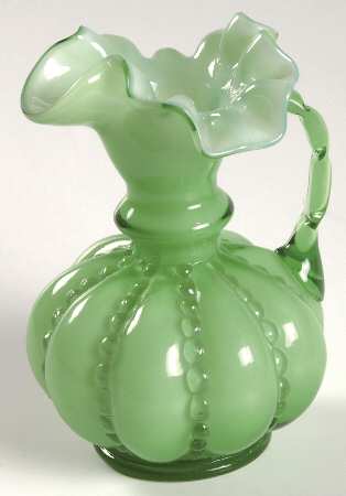 Green Overlay 4" Handed Beaded Jug