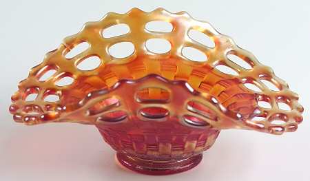 Basketweave W Open Edge Marigold (Line 1092) 6" Oval Bon Bon by Fenton