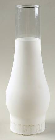 Log Cabin on Custard Satin Chimney for Student Lamp