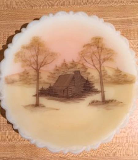 Log Cabin on Custard Satin 8" Decorative Plate