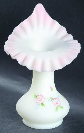 Meadow Blossoms on Opal Satin 8" Crimped Tulip Vase