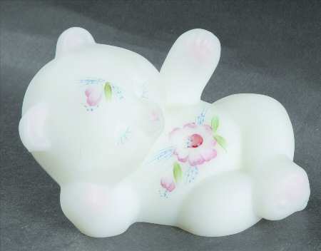 Meadow Blossoms on Opal Satin Bear Figurine