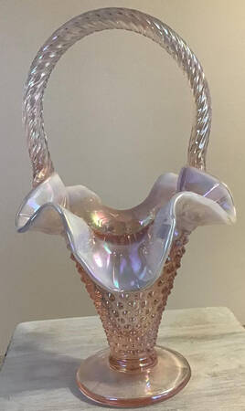 Hobnail Champagne (Opalescent, Iridescent) #3357 Hobnail 9" Basket