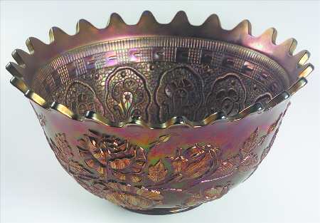 Wreath of Roses Blue Punch Bowl