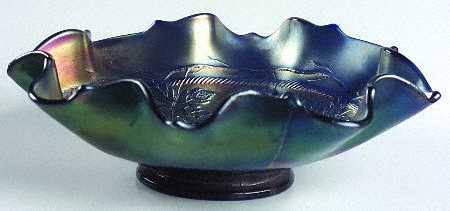 Grape and Cable Blue (Carnival) 7" Round Crimped Bowl
