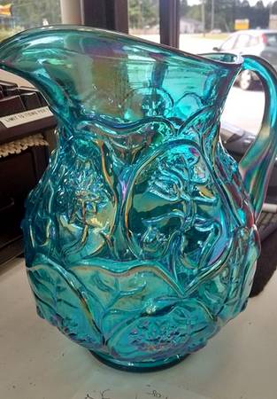 Teal Marigold 36 Oz Pitcher by Fenton