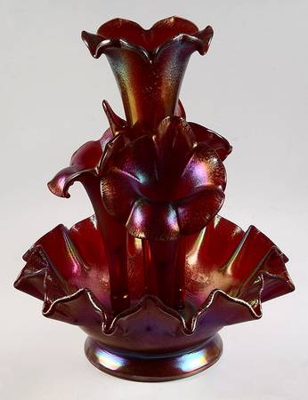 Ruby Amberina Stretch (4 Piece) Large Epergnette Set by Fenton
