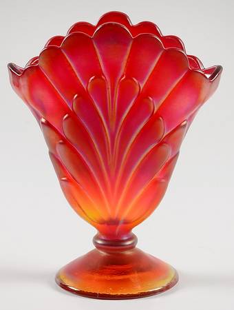 Ruby Amberina Stretch 7" Fan Vase by Fenton
