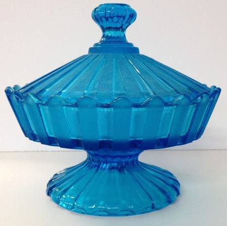 Henry Ford Museum Copper Blue Tall Footed Candy Box with Lid