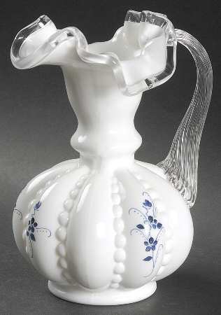 Elizabeth Silver Crest (Blue Floral) 6" Handled Beaded Jug