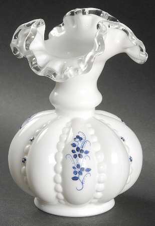 Elizabeth Silver Crest (Blue Floral) 6" Crimped Tulip Vase