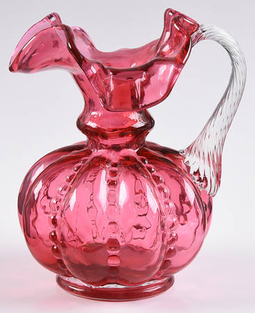 Country Cranberry 5" Handled Beaded Jug