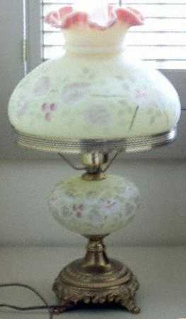 Raspberry on Burmese Student Lamp & Shade by Fenton