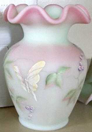 Berry and Butterfly Lotus Mist 5" Crimped Vase
