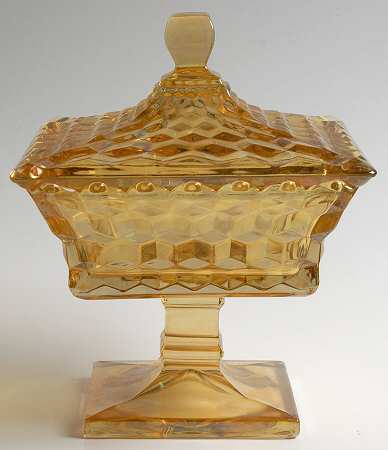 American Clear (Stem 2056) Small Apricot Lustre Wedding Bowl & Lid