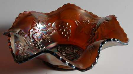 Vintage Amethyst (Carnival, Older) 7" Round Crimped Bowl by Fenton