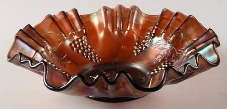 Vintage Amethyst (Carnival, Older) 9" Round Double Crimped Bowl by Fenton