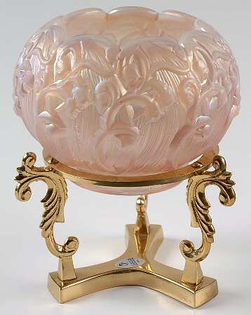 Champagne Satin 5" Rose Bowl & Brass Stand