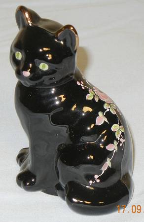 Copper Roses Cat Figurine