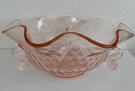 Dolphin Pink 9" Round Crimped Bowl