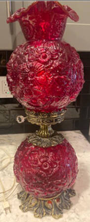 Ruby (Newer) Gone with the Wind Electric Lamp by Fenton