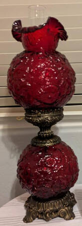 Ruby (Newer) Gone with the Wind Electric Lamp by Fenton