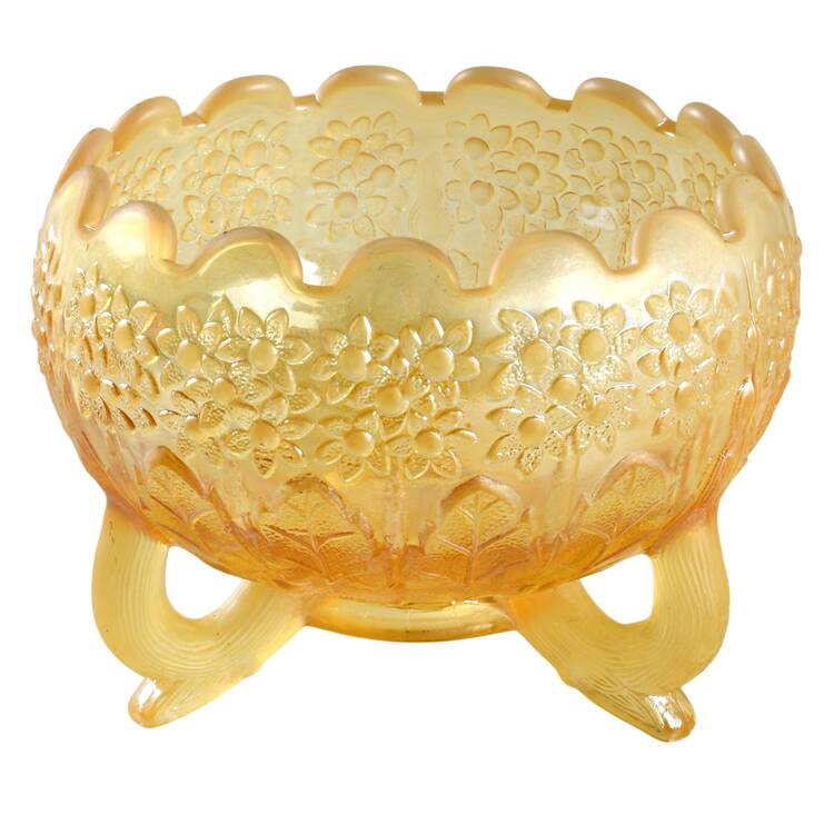 Topaz Opalescent (Non Iridized) Three Toed Cupped Bowl