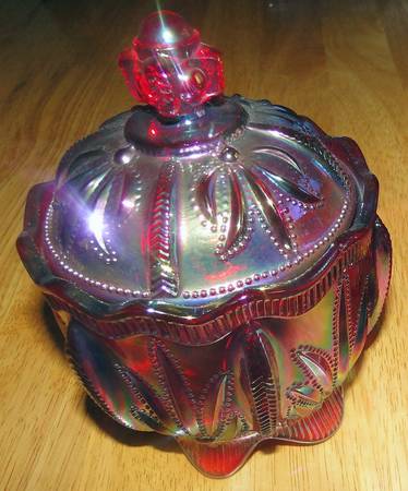 Ruby Carnival Sugar Bowl & Lid