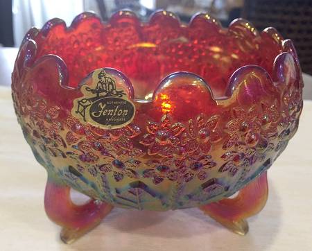 Ruby Carnival Three Toed Cupped Bowl