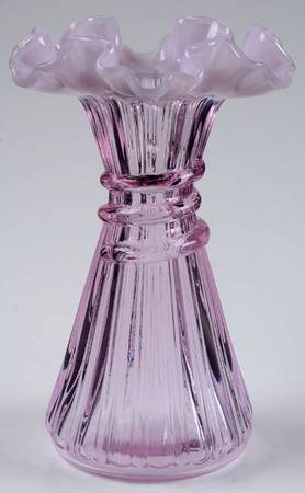 Rosemilk Opalescent 7" Flower Vase by Fenton