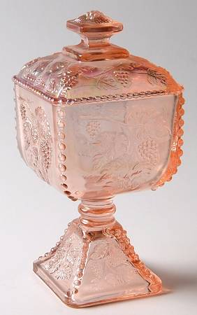 Sunset Stretch Footed Candy Dish & Lid by Fenton