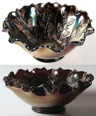 Amethyst Carnival Original Formula (Newer) #8220 Holly Round Crimped Bowl
