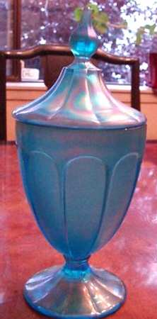 Celeste Blue Stretch (1995 Anniversary) Candy Jar & Lid