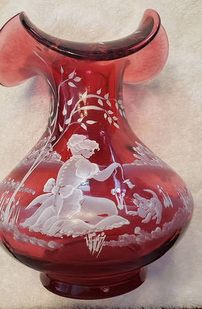 Mary Gregory Cranberry #2977 7" Flower Vase
