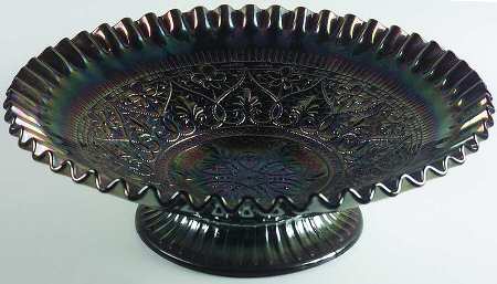Amethyst Carnival Original Formula (Newer) #8228 10" Hearts & Flowers Flared Bowl