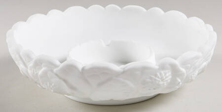 White Satin Ashtray/Chip & Dip/Candle Bowl by Fenton
