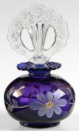 Colonial Scroll on Royal Purple Round Perfume Bottle & Stopper
