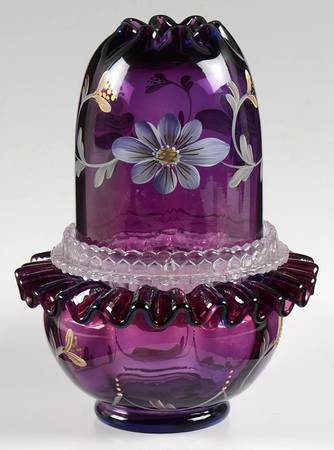 Colonial Scroll on Royal Purple (3 Piece) Fairy Lamp