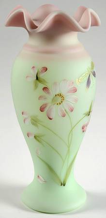 Daisy Butterfly on Lotus Mist 10" Flower Vase