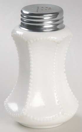 Milk Glass Pepper Shaker with Metal Lid