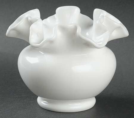 Milk Glass 3" Double Crimped Vase