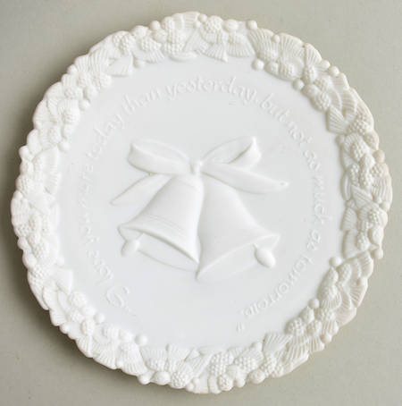 White Satin Anniversary Plates by Fenton