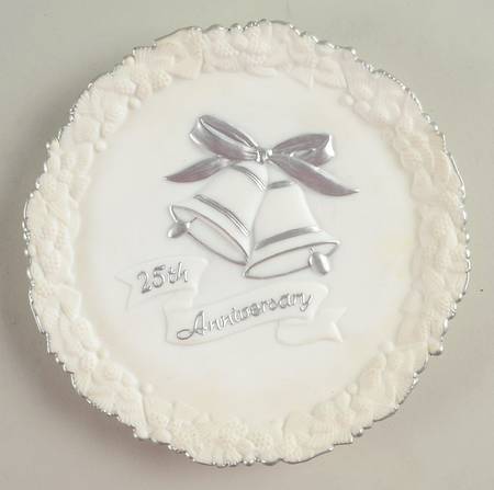 White Satin Anniversary Plates 25th Anniversary Plate