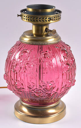 Rose Country Cranberry (Ruby Overlay) Gone with the Wind Lamp No Globe Or Chimney